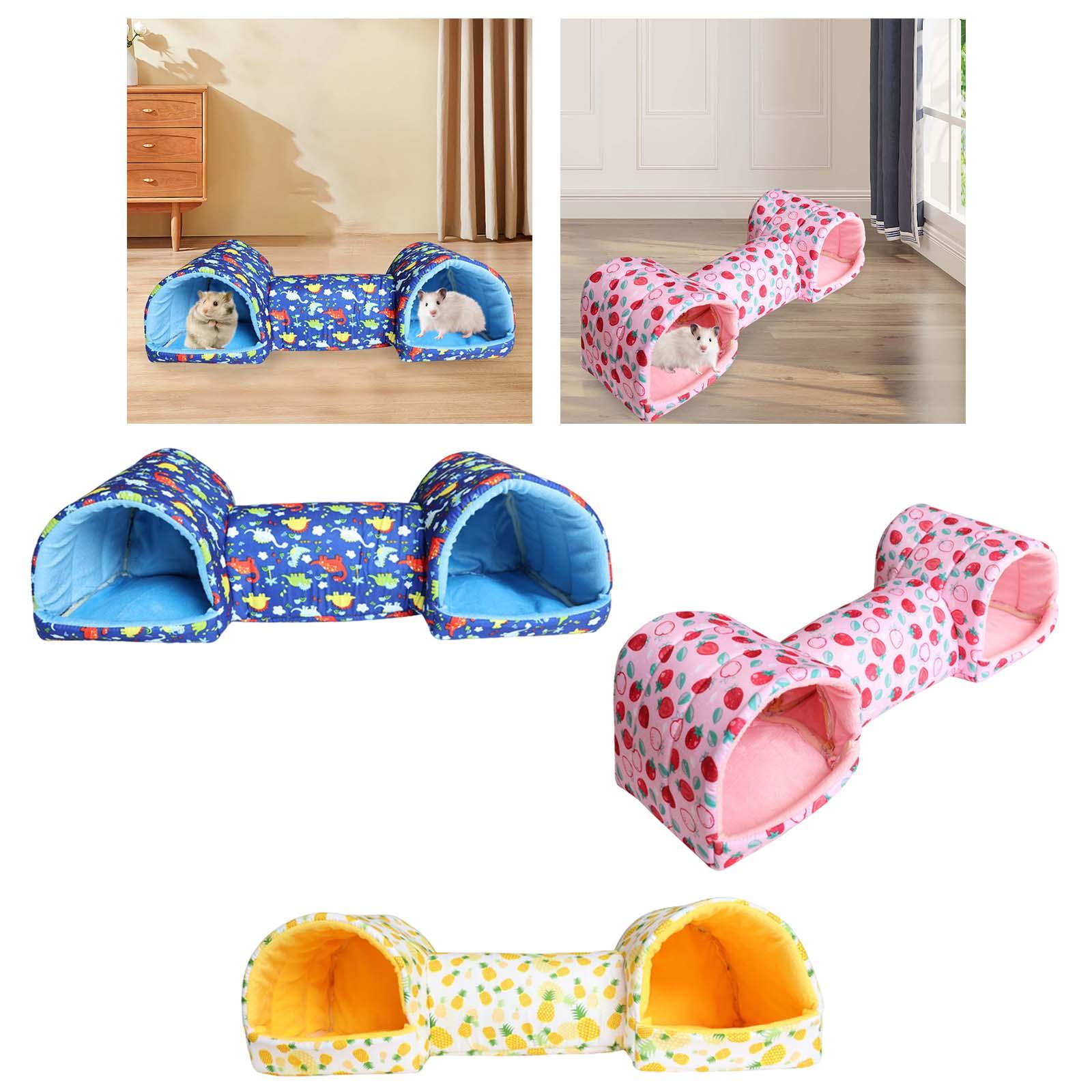 Guinea Pig Tunnel and Bed Entertainment Cage Accessories Corner Tunnel Sleeping Hamster Hideout for Mice Chinchilla Small Pets