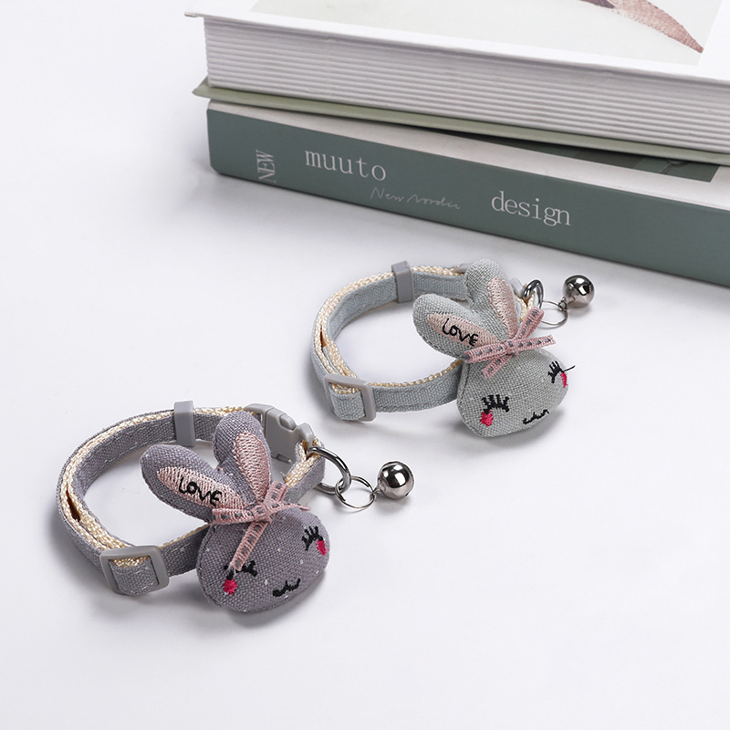 Pet Collar Cartoon Bunny Ornament with Bell Cat Collars Adjustable Small Dog Teddy Cat Collar Cat Supplies for Cats and Puppies
