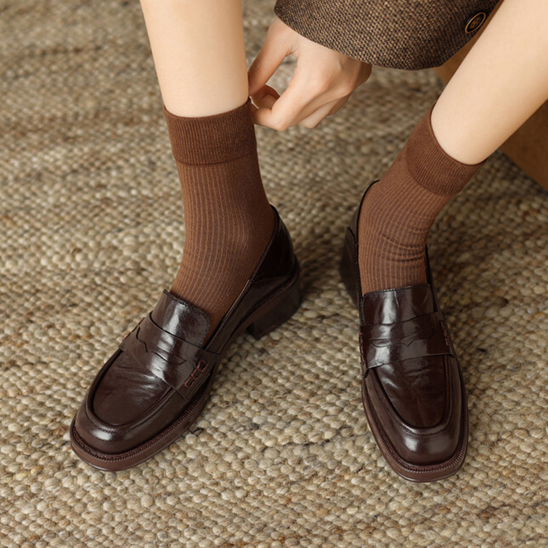 2025 new Size JOZHAMTA 33-43 Casual Loafers For Women Real Leather Chunky Mid Heels Shoes Slip On Pumps 2025 Spring Office Lady Dress 2272