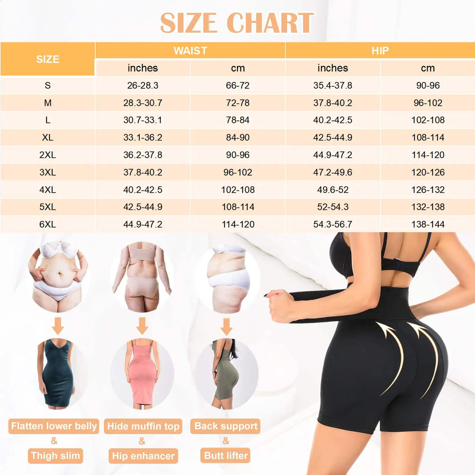 Womens Hip Padded Shorts High Waist With Hook Tummy Control Underwear Sexy Butt Lifter Booty Enhancer Big Buttocks 240913