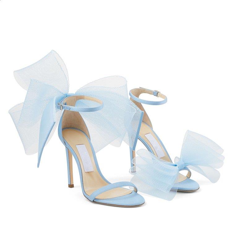 Woman African Shoe Beige High Heels 2024 Bury Big Bow 12cm Summer Straps Cover Latest Fine Scandals Pumps Butterfly-knot Thi 18b0
