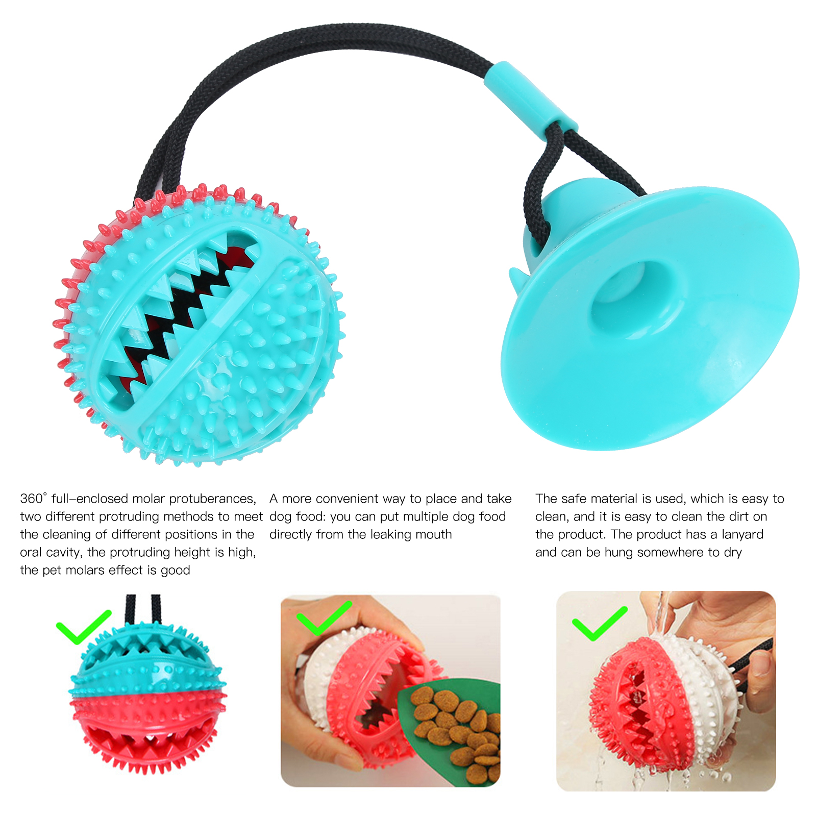 Dog Chew Suction Cup Ball Interactive Pet Molar Teeth Cleaning Food Dispensing Ball