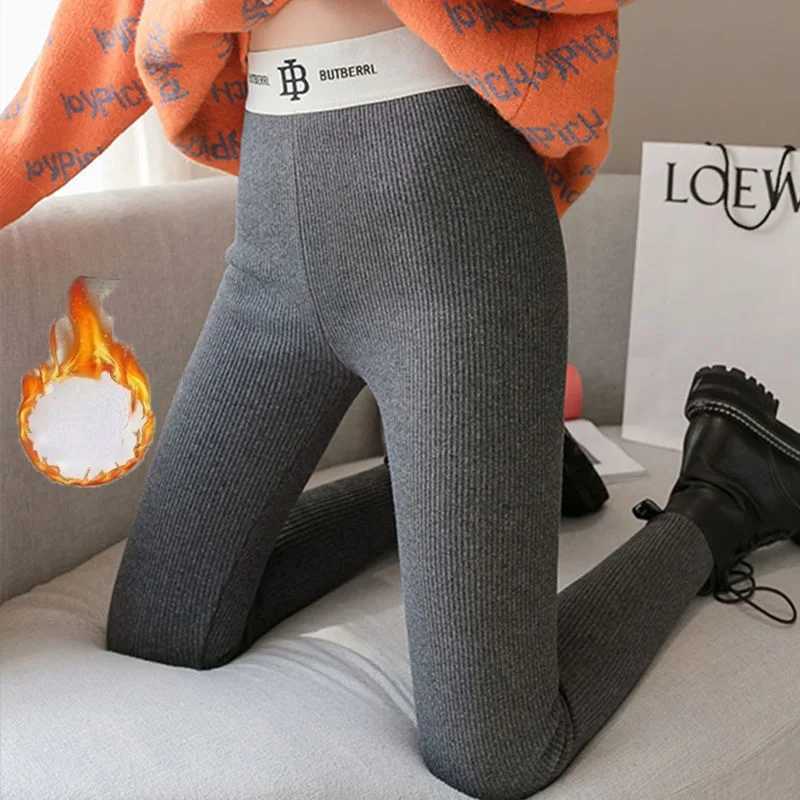 Womens Winter Korea Style Leggings Slimming Thermal Pants Tight Grey Skinny Thick Warm High Waist Leggings for Women with FleeceX240914