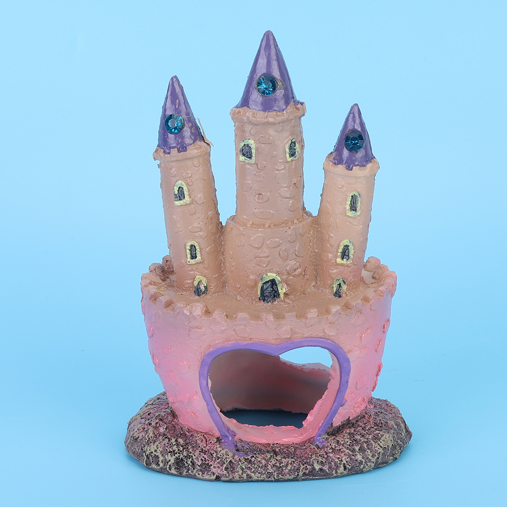 Resin Cartoon Castle Shape Ornaments, Landscape Decoration for Aquarium, Fish, Reptiles, Tank