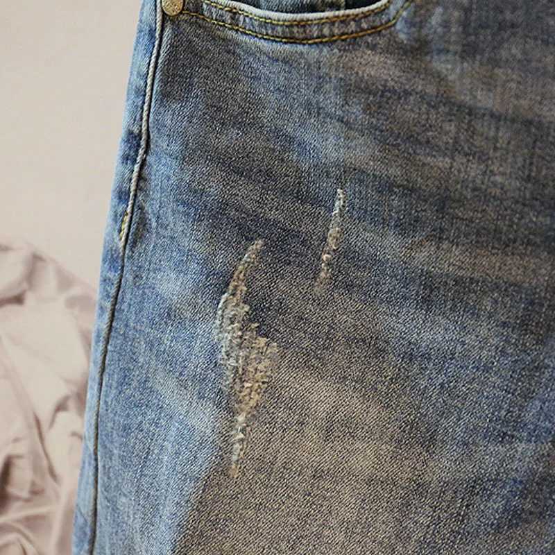Summer Fashion Mens Hole Denim Shorts Jeans New In Blue Baggy Shorts For Men Jeans PantsX240914