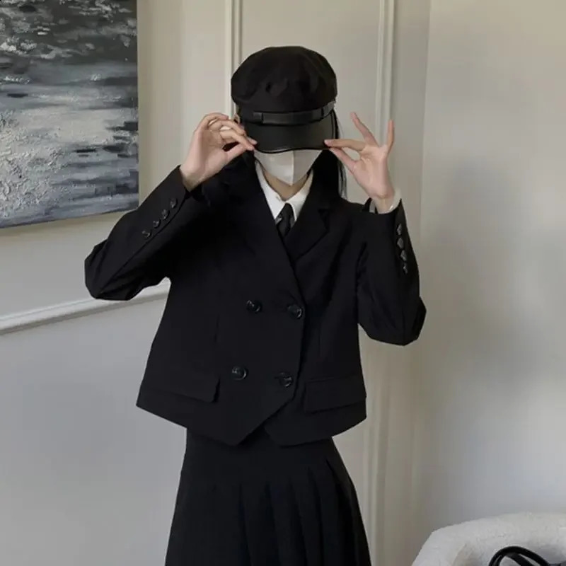Womens fashionable casual suit 9-point dress two-piece autumn/winter solid color jacket set 240905