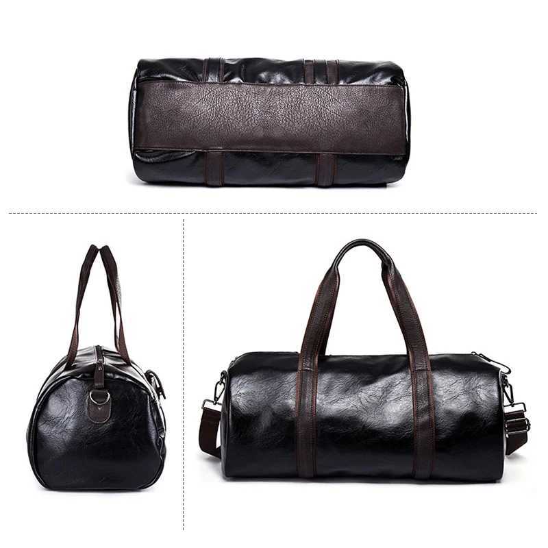 Pu Leather Travel Luggage Bag Handbag Sports Gym Men for Yoga Soft Black Sport Fitness Male Shoulder Weekend Daily 240914