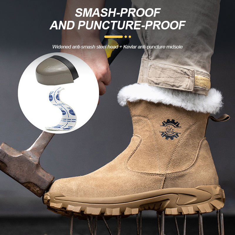 Warm Snow Winter Male Anti-Smash Steel Toe Safety Men Work Shoes Anti-Spark Welder Boots 939b