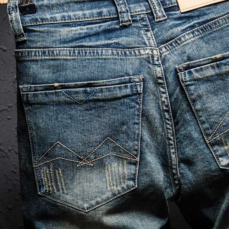 Classic Retro Distressed Mens Letter Printed Jeans Shorts Knee Length Straight Slim Frayed Trend Punk Male Denim ShortsX240914