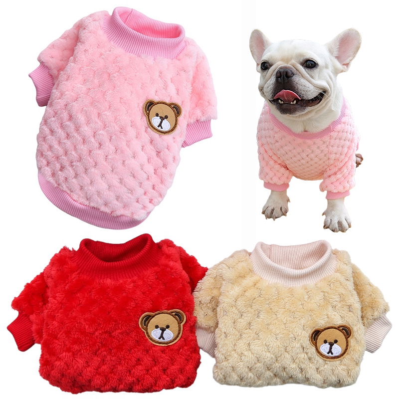 Cute Bear Autumn Winter Warm Dog Hoodie Thick Dog Sweater Pullover Sweater Warm Coat for Small Dogs Teddy Dog Pet Dog Clothes