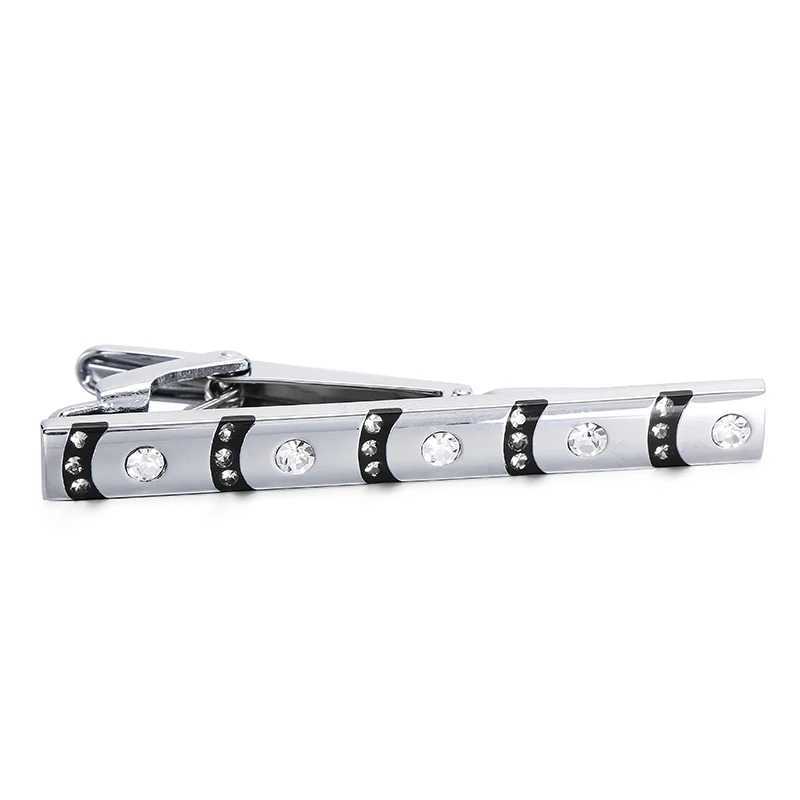 Luxury mens tie clip High quality Round white crystal shirt accessories Jewelry GiftsX240914