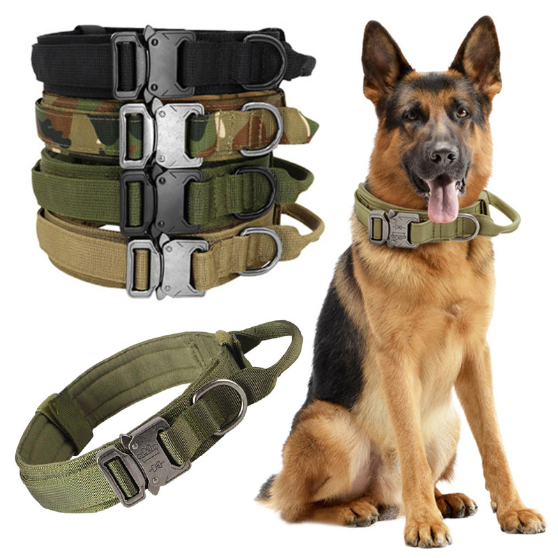 Durable Military Tactical Dog Collar Adjustable Nylon German Shepard for Medium Large Walking Training Pet Accessories