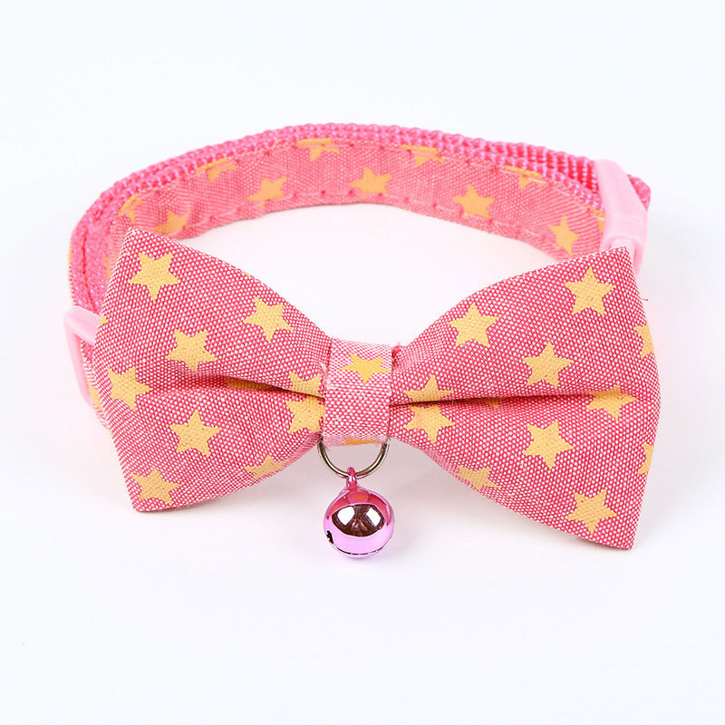 Cat Collar with Bow Pentagram Adjustable Dog Pet Collar Bell To Prevent Getting Lost for Cats and Puppies Pet Accessories Items