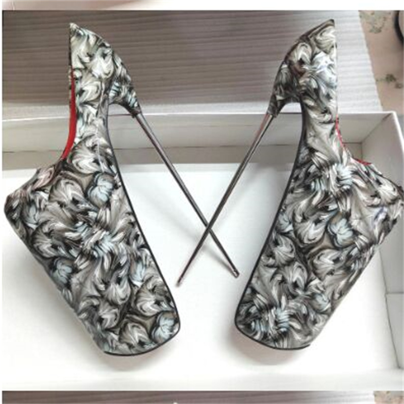 30cm Sexy Platform High Heels Woman Large Size 47 Green Red White Heeled Party Pumps Nightclub Stripper Fetish Shoes 052b