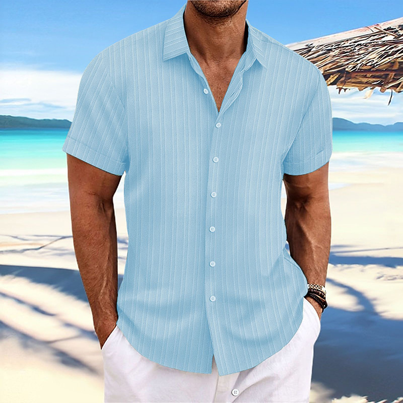 S-3XL Summer New Mens Jacquard Shirt button up short sleeved casual sports top Designer Luxury Style Clothing High quality black T shirt Top Quality S