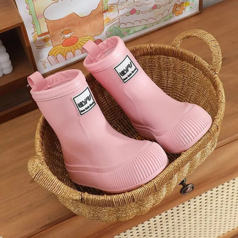 Childrens rain boots non slip rubber shoes suitable for girls and boys fashionable rain boots for middle-aged and elderly children 240913
