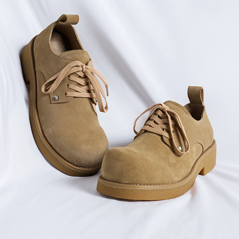 Men for 2024 Fashion Lace Up Leather Casual Shoes Spring and Autumn Round Toe Solid Platform Mid Heel Water Proof Loafers 582c Platm