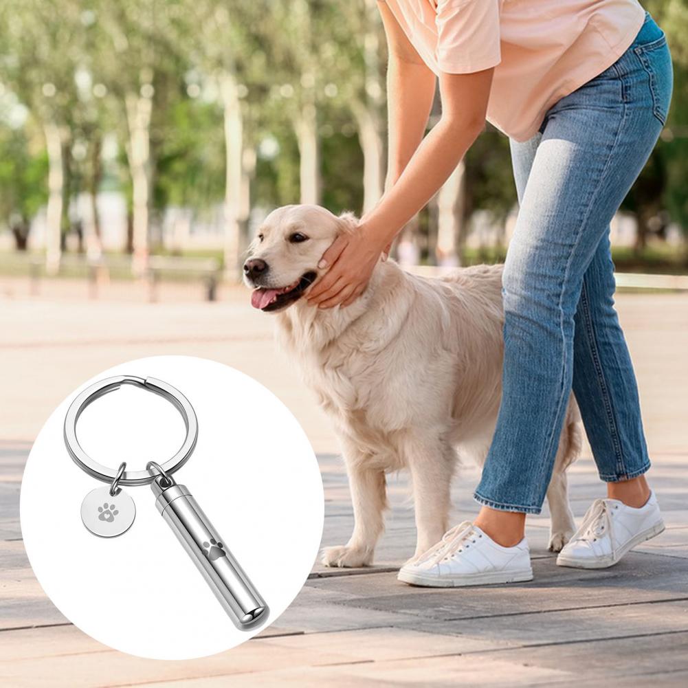 Print Pet Dog Paw Cyder Keychain Memorial Hair Keepsake Jewelry for Portable Bag Accessory