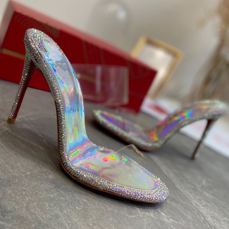 Hottest Rhinestone Slipper Wear PVC High Highs Women's Summer New Clear Laser Slippers