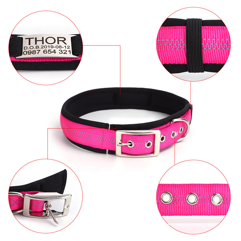 Personalized Custom Dog Collars,Nylon Pet Collars Free Engraved Name Tag Prevent Getting Lost Suitable for Medium and Large Dogs