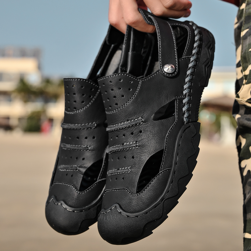 Classic Brand Mens Summer Genuine Leather Sandals Outdoor Casual Lightweight Sandal Fashion Men Sneakers Size 38-46 5270