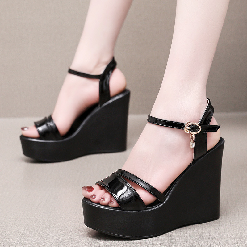 Small Size 33-43 Fashion Cowhide Leather Shoes Women's Platform Wedges Sandals Summer 2024 High Heels Sandals Office Beach Mom