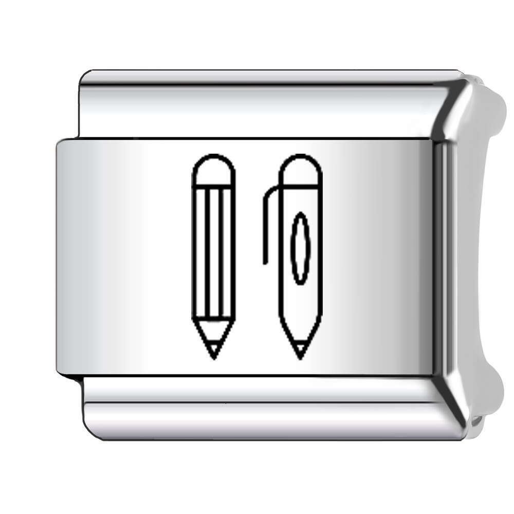 New Women's Gift Stationery book pen Bead Italian Charms Links Bangle Beads Fit 9mm Stainless Steel Bracelet Making DIY For Women Fashion Jewelry