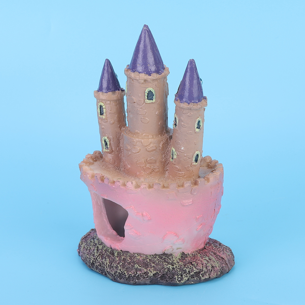 Resin Cartoon Castle Shape Ornaments, Landscape Decoration for Aquarium, Fish, Reptiles, Tank