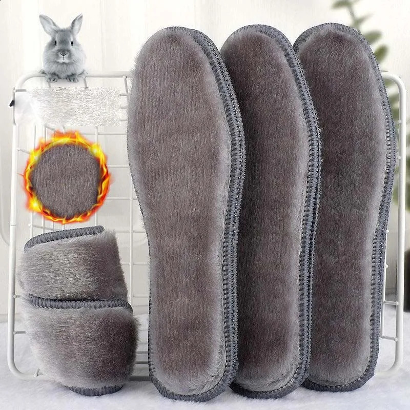 Thermal Felt Insoles Thicken Warm Heated Insoles for Men Women Winter Shoes Breathable Snow Boots Rabbit Shoe Pads 240914