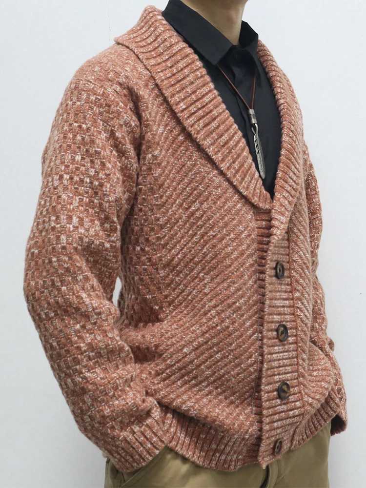 2024 Fall Winter Warm Thick Knit Jackets Men Vintage Button-up Turn-down Collar Sweater Jacket Casual Mens Knitting SweatercoatXJ240907