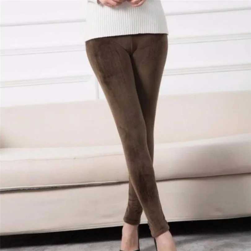 YRRETY Winter Leggings Knitting Velvet Casual High Elastic Waist Thicken Double Layer Warm Skinny Women Black Gray Solid PantsX240914