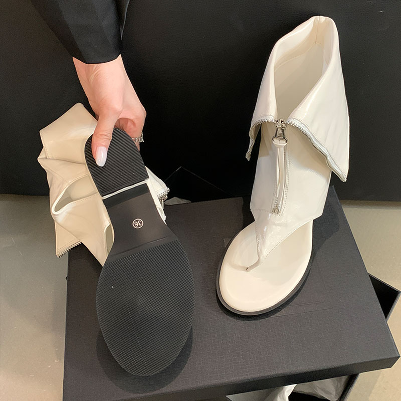 2025 new Zippers Fashion Women Flip ps Female Round Toe Footwear Ladies Flats With Shoes Gladiator Sandals Boots 97fb