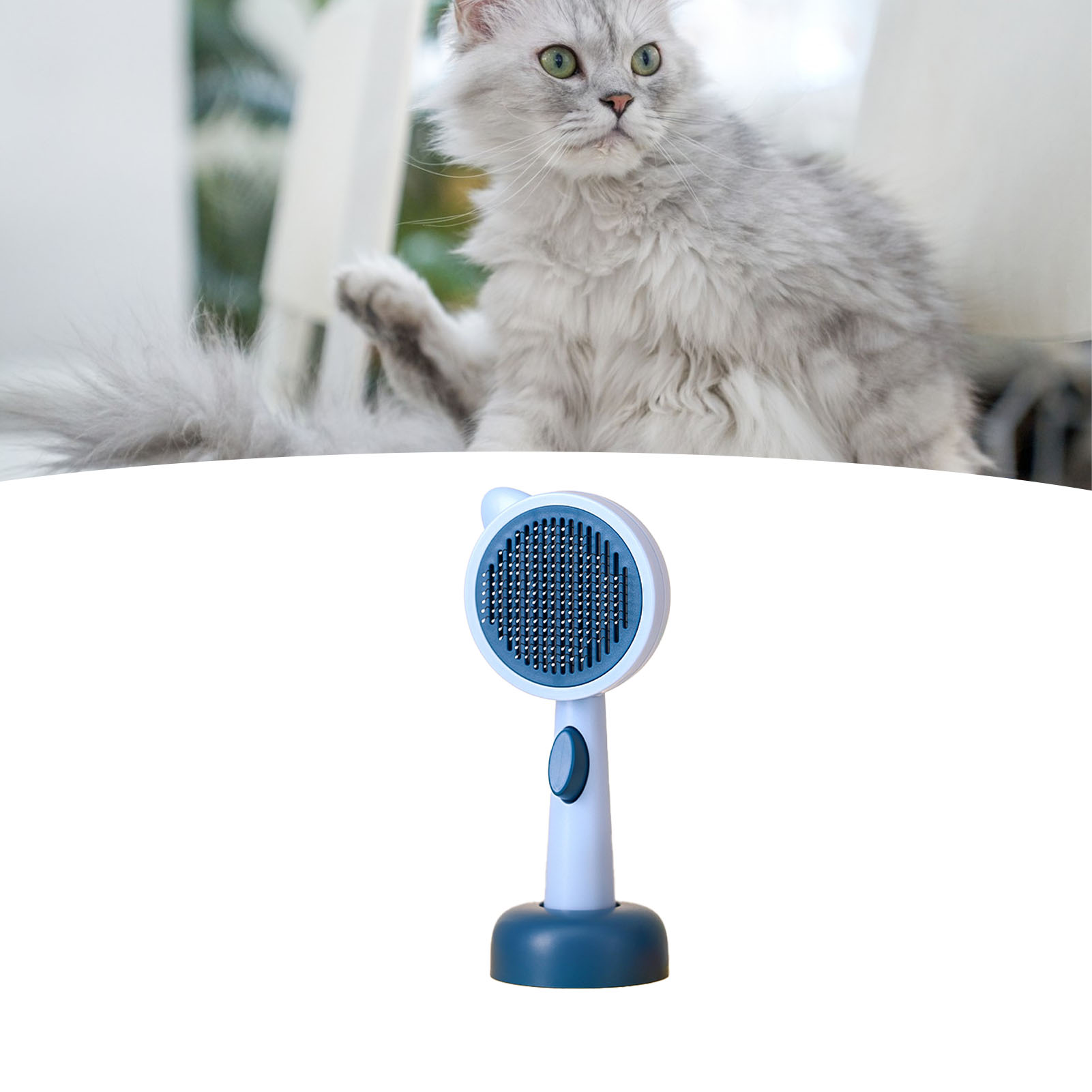 Pet Grooming Brush Efficient Hair Removal Cartoon Pet Cleaning Slicker Brush With Base For Dogs Cats
