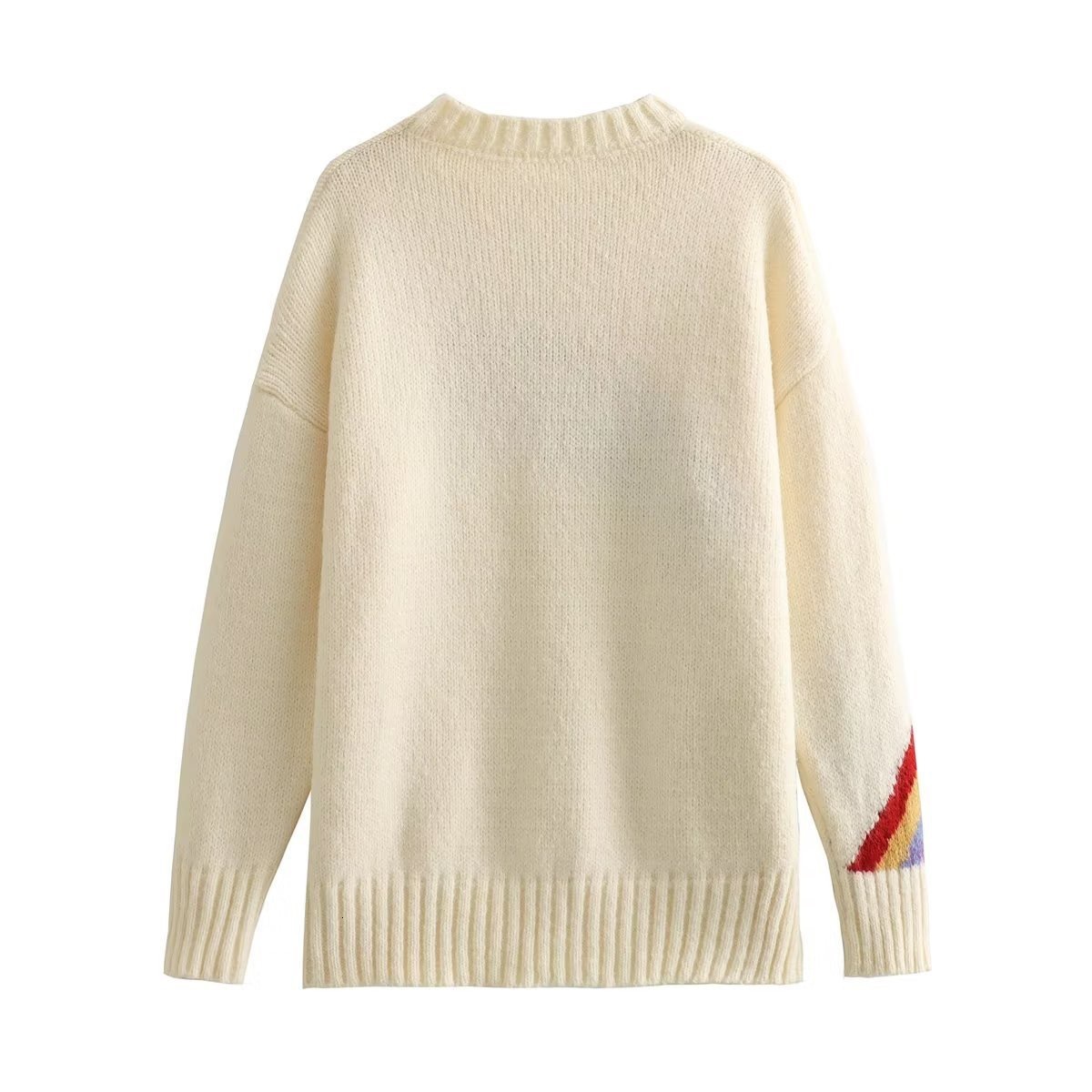 dongdumaoyi New women's sweater autumn/winter knitted sweater rainbow stripe European and American style loose pullover knitted sweater F0914#40