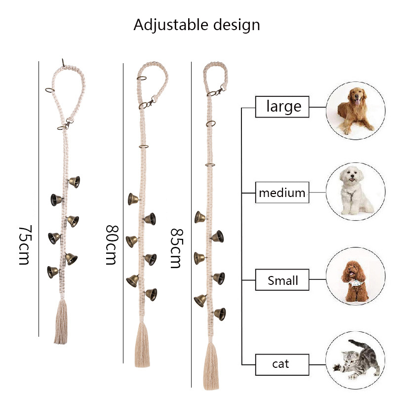 Dog Doorbell Hanging Training Bell Hand-woven Cotton Rope Dog Out Alarm Bell Lanyard Adjustable Guide Dog Doorbell Dog Door Bell