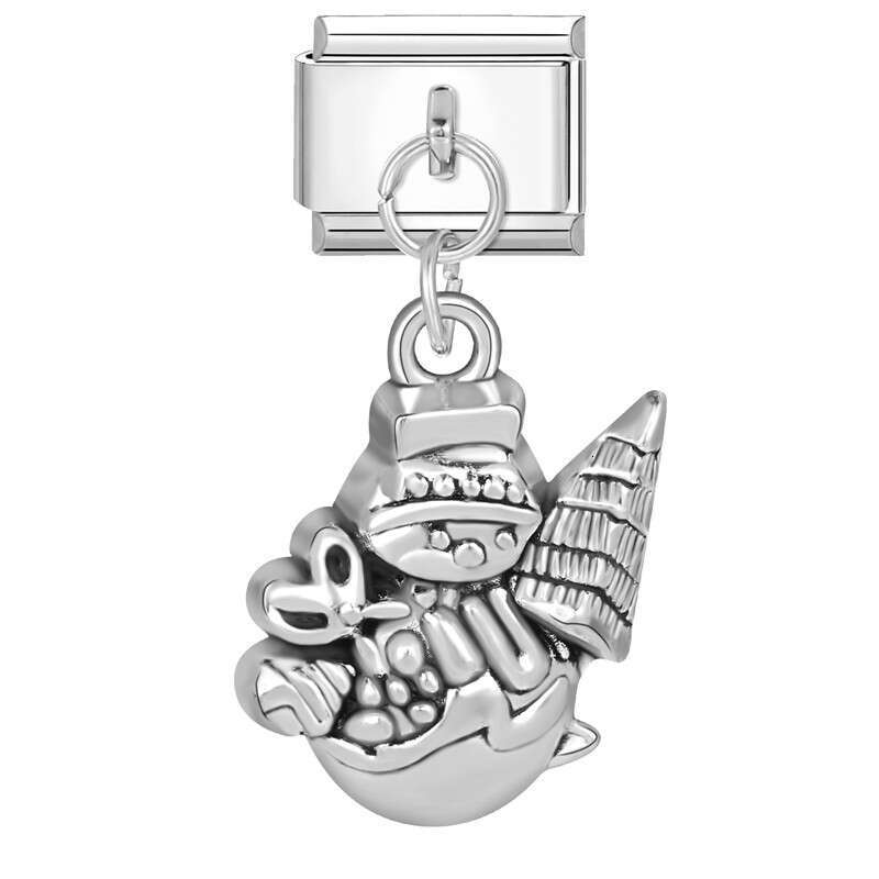 New Women's Gift Christmas Bell Socks snowflake Pendant Italian Charms Links Bangle Beads Fit 9mm Stainless Steel Bracelet Making DIY For Women F