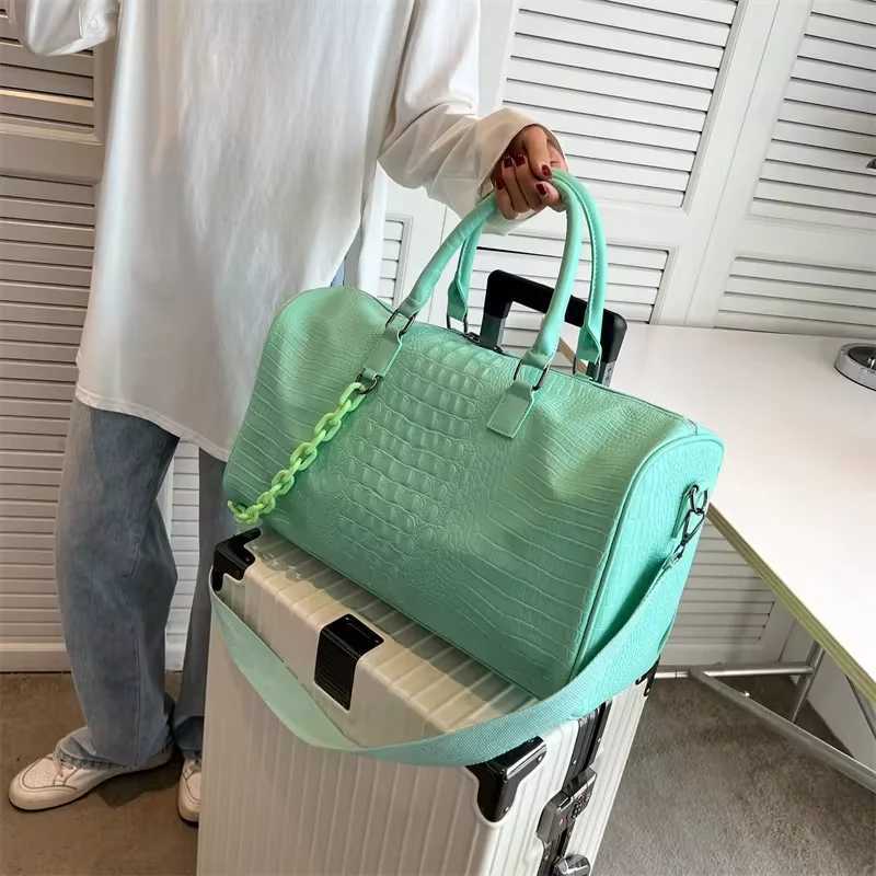 Carry on Travel Luggage Handbag Women Large Candy Color Shoulder Bag Waterproof Pu Trip Commuting Gym Sports Crossbody Pack 240914