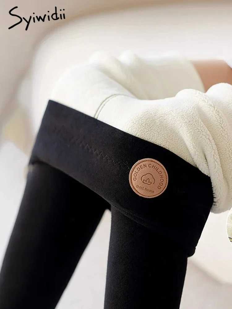 Syiwidii Winter Leggings for Women Thermal Velvet Fleece Solid Pants 2024 Stretch Warm Female High Waist Casual Slim LeggingsX240914
