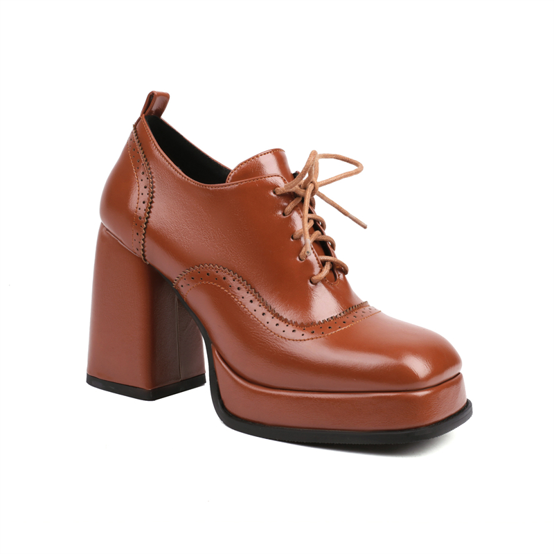 Black Classic New Heeled Women Pumps Oxfords Platform Lace Up High Heels Working Party Wedding Shoes 2024 New Spring Autumn 152d