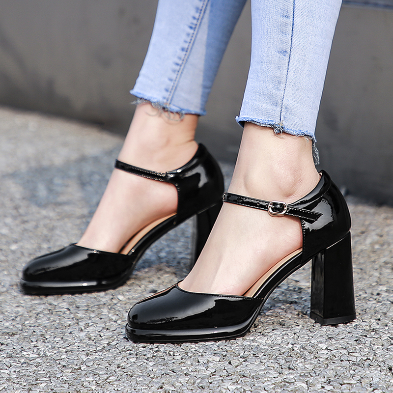 Leather New Genuine High Heels Women Pumps Ankle Straps D'Orsay Black Nude Heeled Party OL Office Wedding Shoes Female ZOGEER 7a73