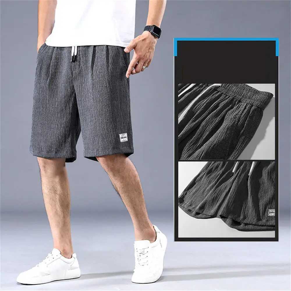 Lce Silk Shorts Mens Thin Sports Cropped Pants Loose Straight Leg Cool Breathable New Fashion Trend Casual Pants Y240914