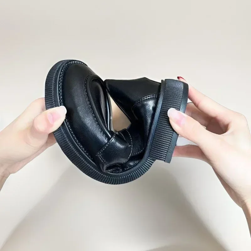 Loafers British Style Leather Shoes Women Soft Sole Wear-resistant Comfort Low Heel Fashion Size 43 Korean Casual Shoes 2025