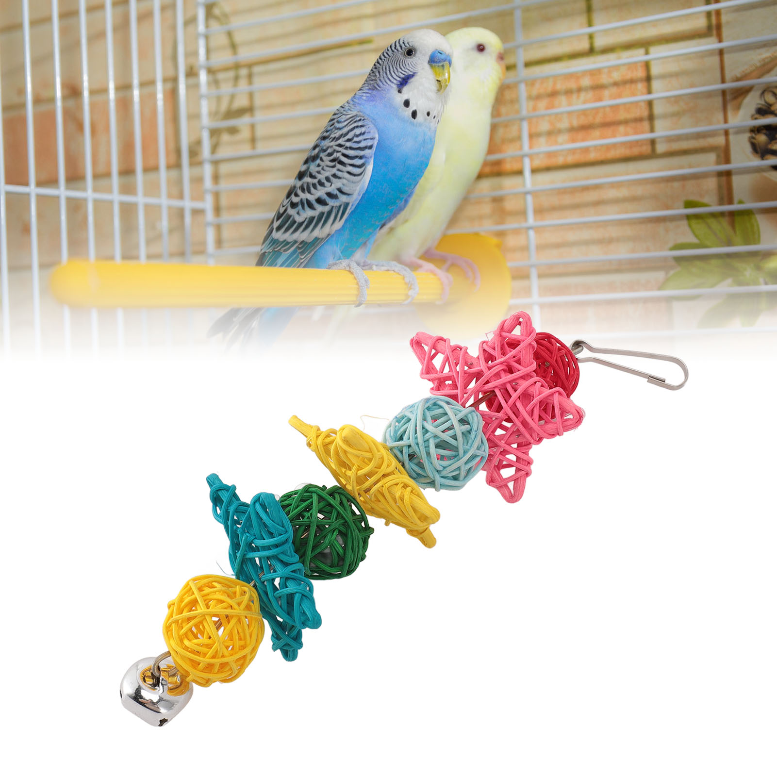Parrot Chew Toys with Bell, Fun Interactive Bird Cage, Bite Toys, Small Parrots, Parakeets, Conures Cockatiels, Love Birds Cage