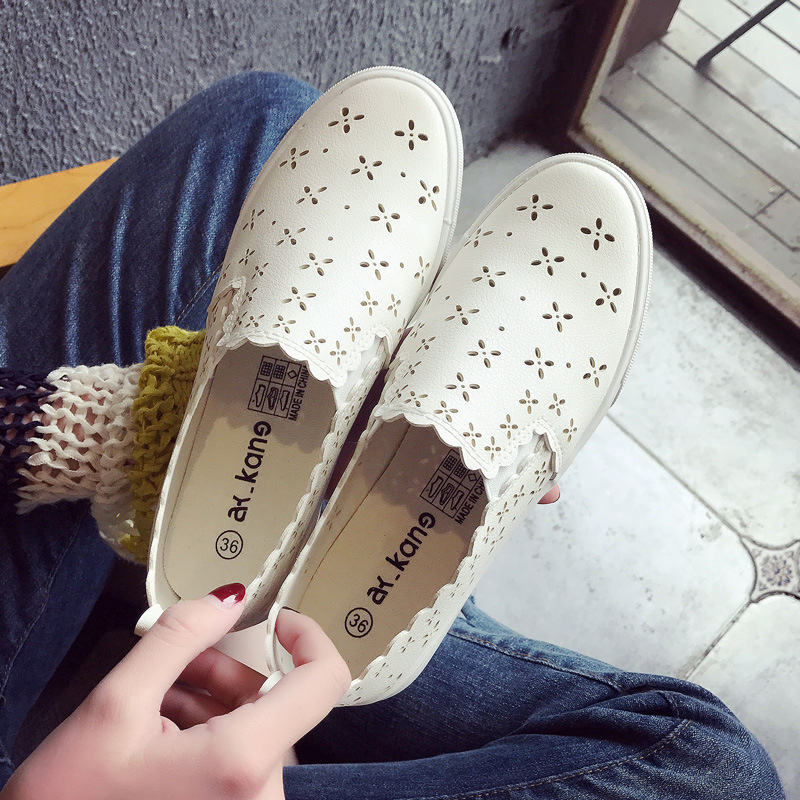 Women's White Shoes Fashion Hollow Casual Flats Breathable Comfortable Walking Vulcanized Shoes Woman Sneakers Sapatos De Mujer
