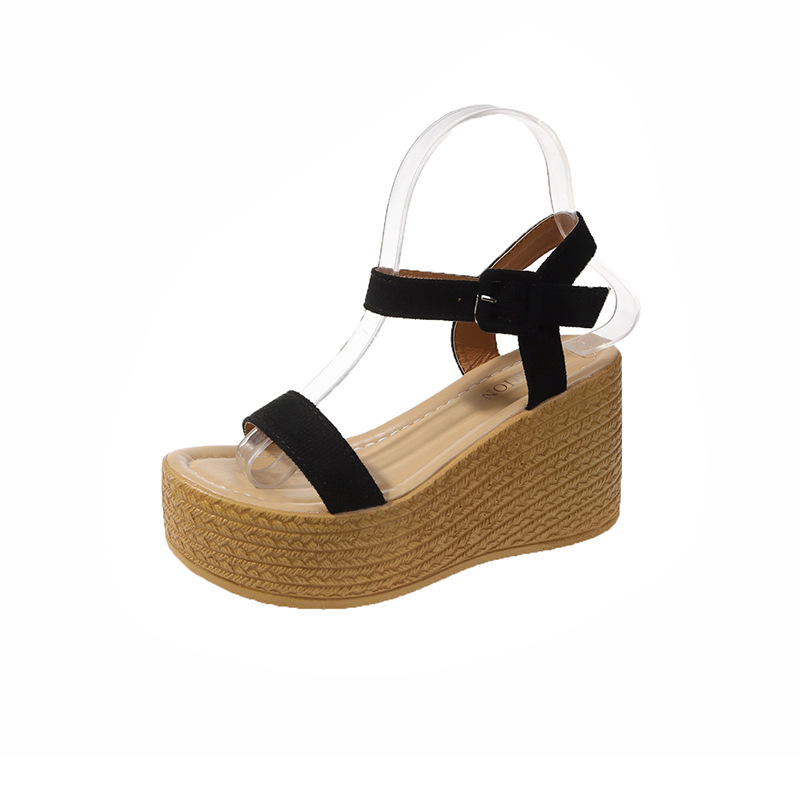 Shoes Veet 2024 Sandals Clogs Wedge Large Size Espadrilles Platform Summer Heels Muffins shoe Suit Female Beige Suede New Big 27d4