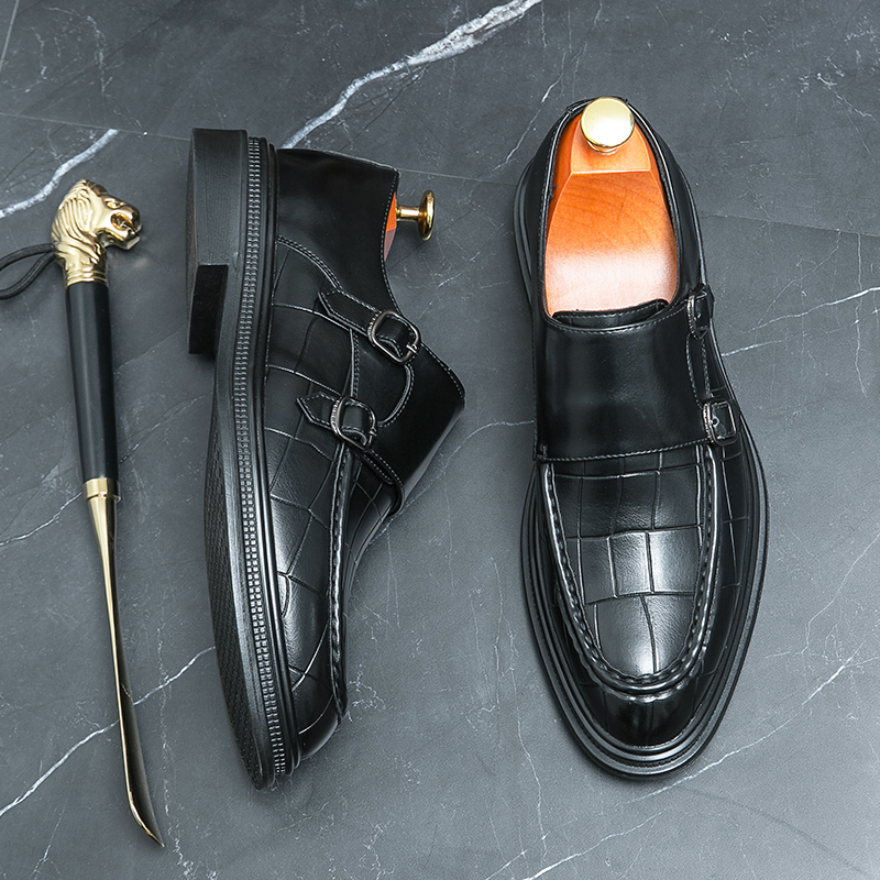 Street Style Men Monk Strap Footwear Slip on Office Man Formal Shoes Wedding Party Mens Dress Shoes Breath Driving Lazy Loafers