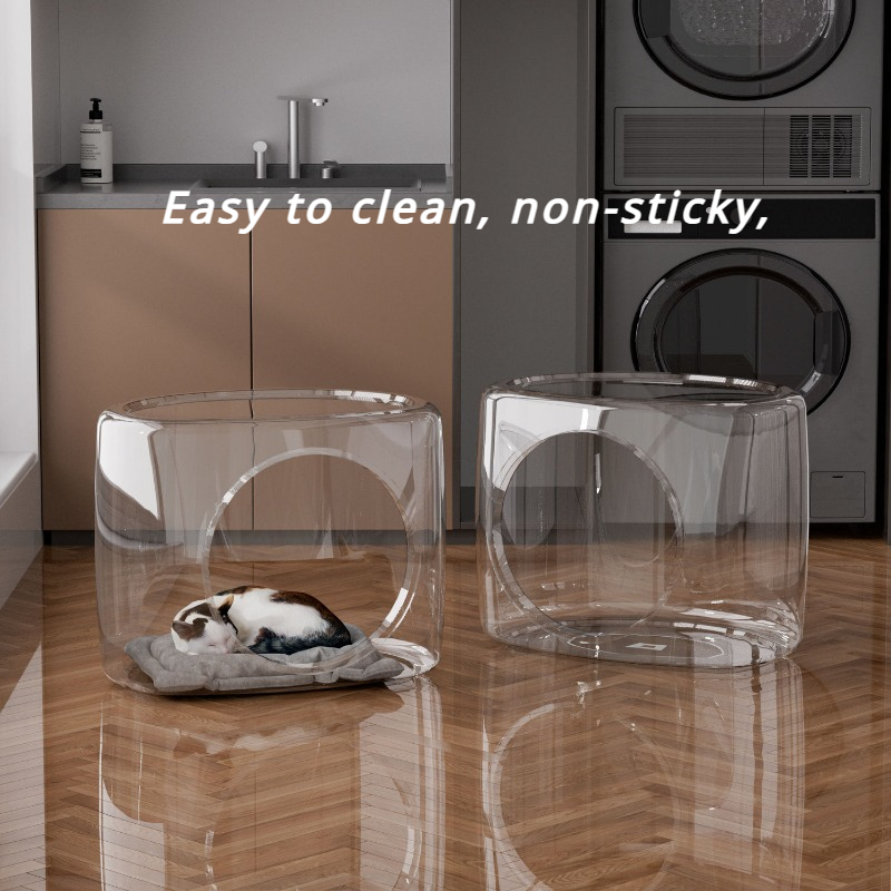 Space Capsule Nest Plastic Washable Clear Square House Villa Moisture-proof Cat Bed Large Pet Supplies Accessories