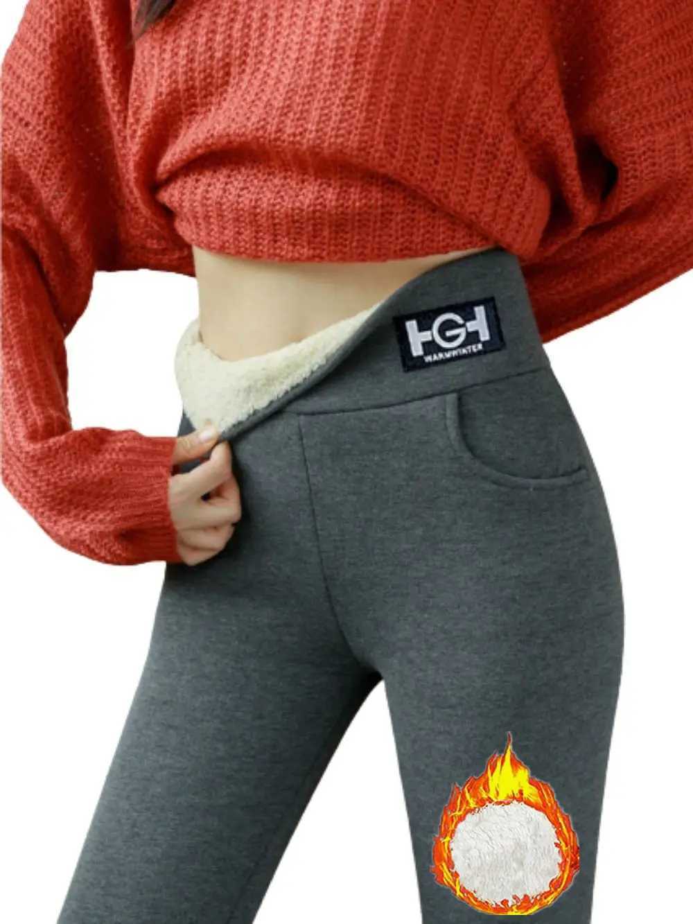 Winter Sherpa Fleece Lined Leggings for WomenHigh Waist Stretchy Thick Cashmere Leggings Plush WarmX240914