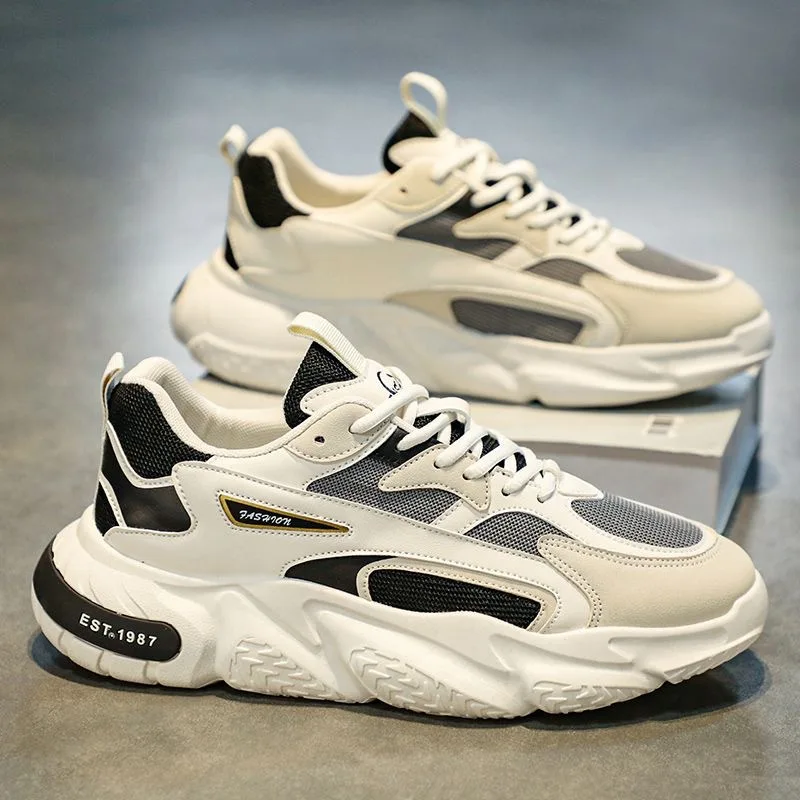 Thick Sole Sneakers for Men - Breathable Mesh Lace Up Casual Sports Shoes with Increased Soft Soles dh911068014