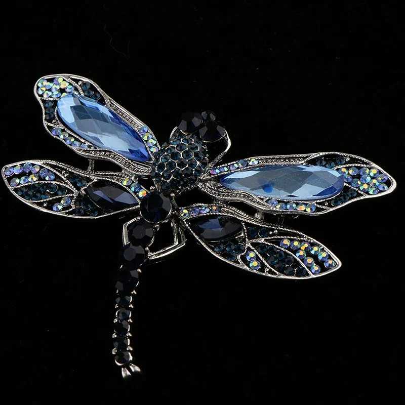 Blue Crystal Vintage Dragonfly Brooches for Women High Grade Fashion Insect Brooch Pins Coat Accessories Animal Jewelry GiftsX240914
